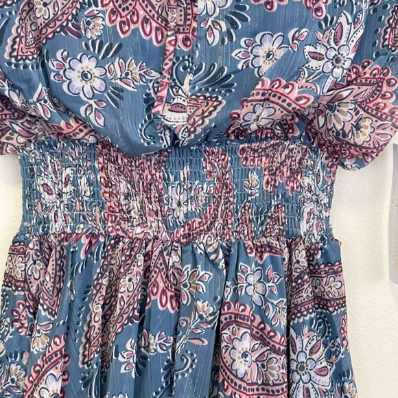 Bishop + Young Sienna Smocked Midi Dress Kashmir Small NWT - Picture 5 of 10